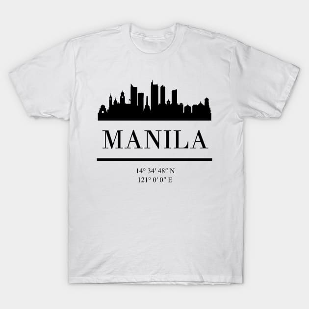 MANILA PHILIPPINES BLACK SILHOUETTE SKYLINE ART T-Shirt by deificusArt